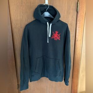 Polo by Ralph Lauren Men’s Large Hoodie Sweatshirt Red Black Vintage Cotton